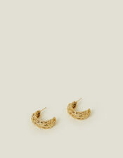 14ct Gold-Plated Chunky Molten Hoop Earrings, , large