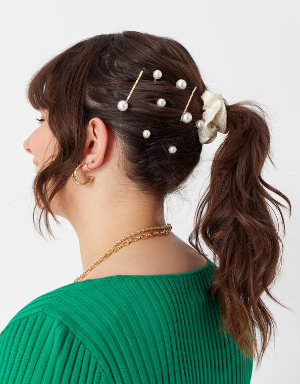 Simple Pearl Hair Slides 8 Pack, , large
