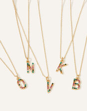 Crystal Initial Necklace, Multi (DARKS-MULTI), large