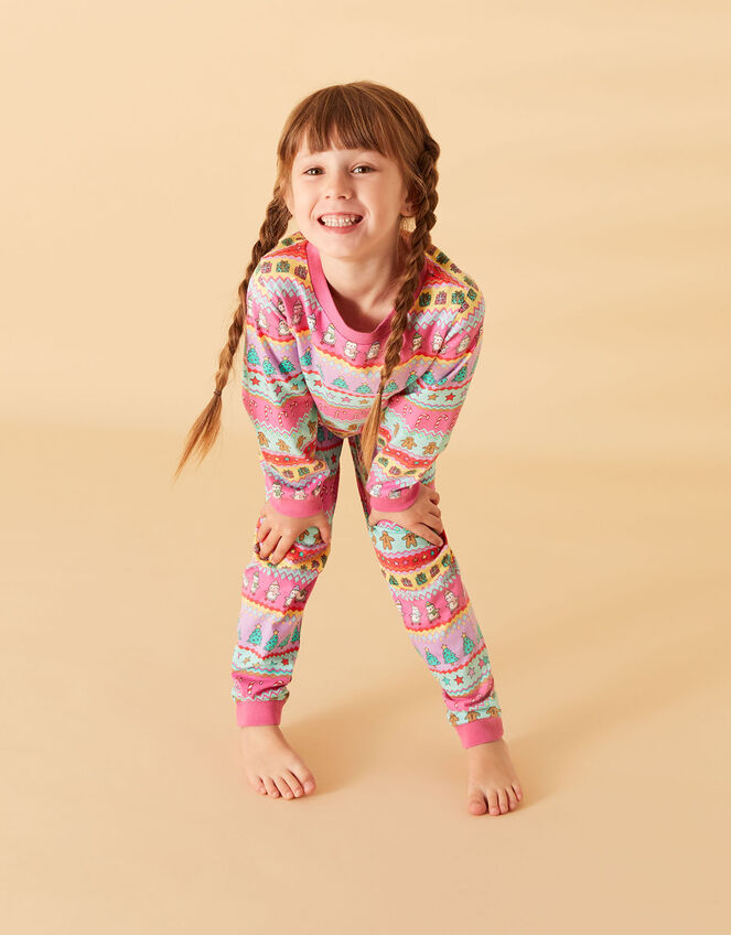 Girls Christmas Fair Isle Pyjama Set, Multi (BRIGHTS-MULTI), large