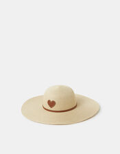 Heart Floppy Straw Hat, , large