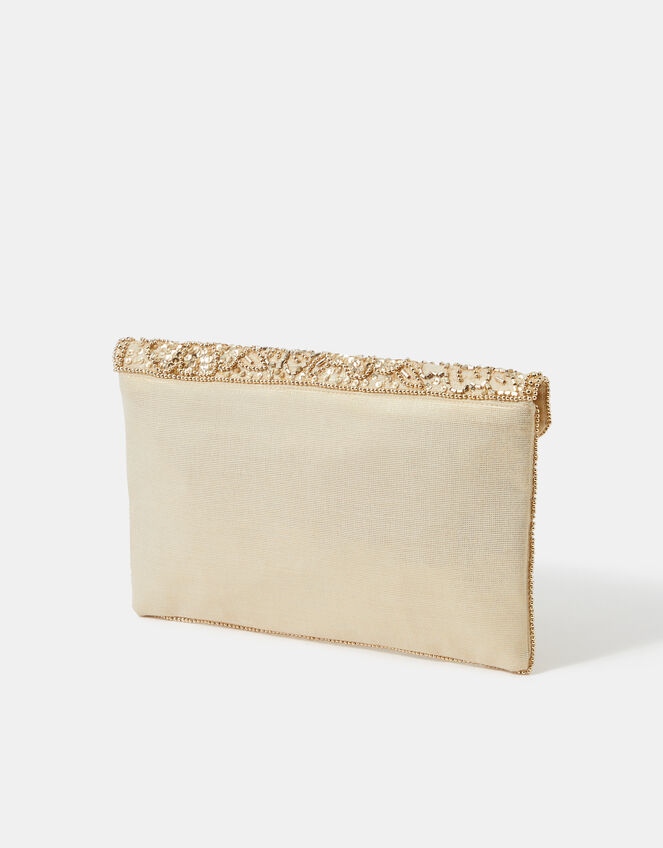 Floral Embellished Envelope Clutch Bag, , large