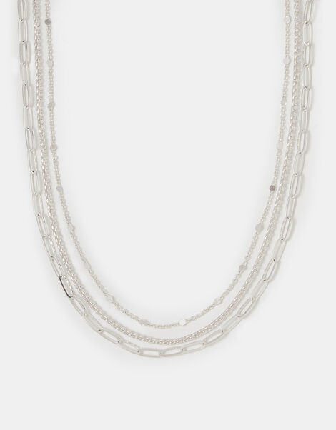 3-Pack Textured Chain Necklaces, Silver (SILVER), large