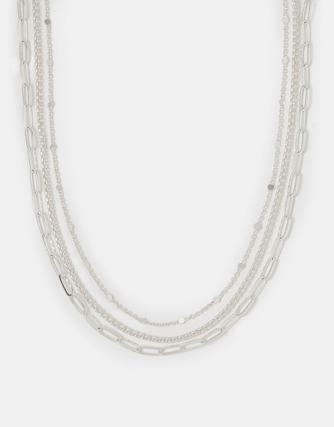 3-Pack Textured Chain Necklaces, Silver (SILVER), large