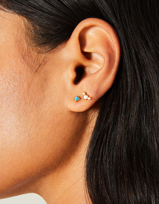 14ct Gold-Plated Studs Set of Three, , large