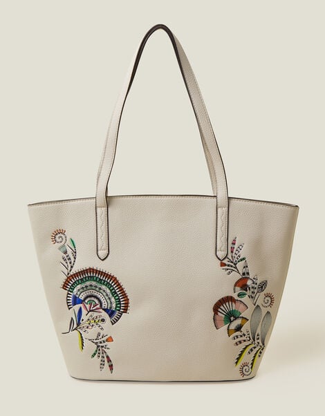 Embroidered Floral Tote, , large