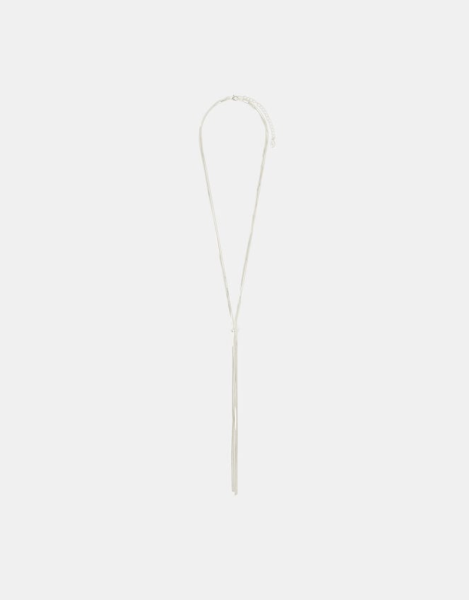 Slinky Lariat Necklace, Silver (SILVER), large