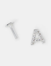 Sterling Silver Initial Flatback Stud, Silver (ST SILVER), large