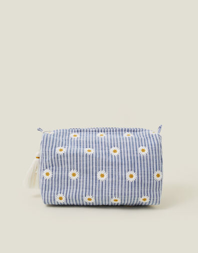 Large Daisy Embroidered Wash Bag, , large