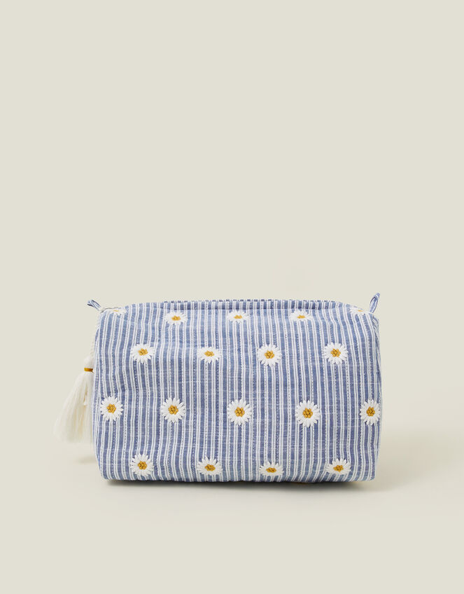 Large Daisy Embroidered Wash Bag, , large