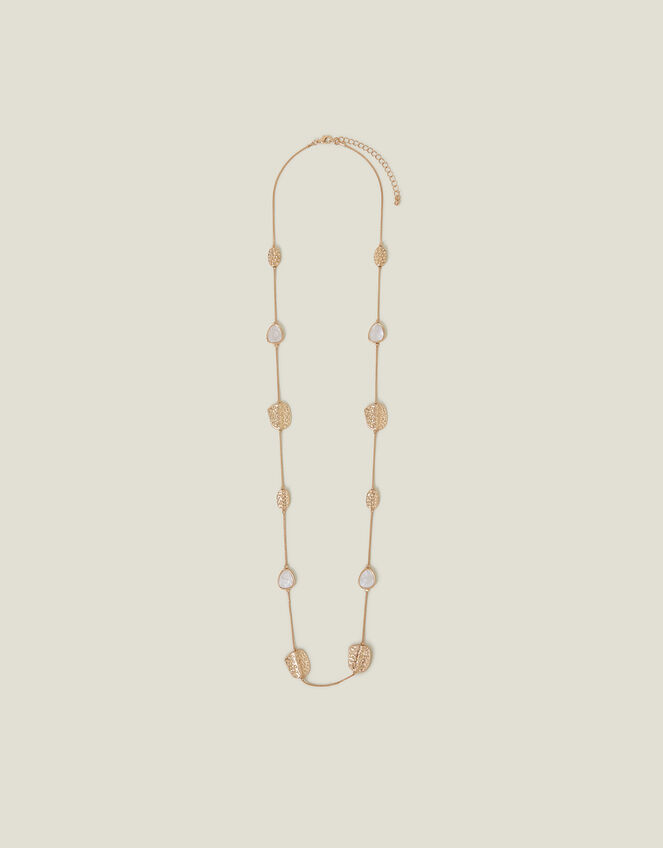 Long Textured Pendant Station Necklace, , large
