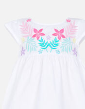Girls Floral Embroidered Woven Top, White (WHITE), large