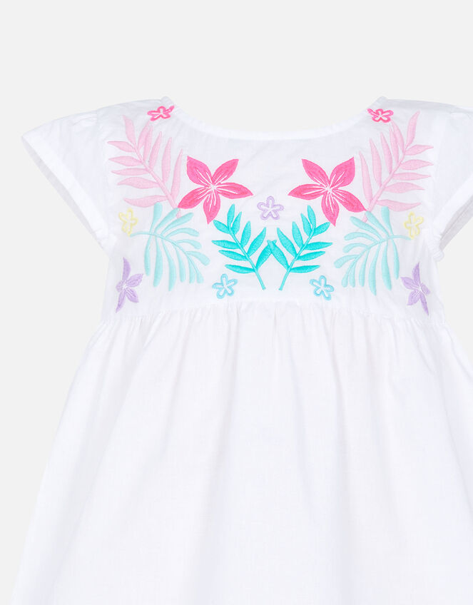 Girls Floral Embroidered Woven Top, White (WHITE), large