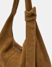 Slouchy Knot Leather Shoulder Bag, Tan (TAN), large