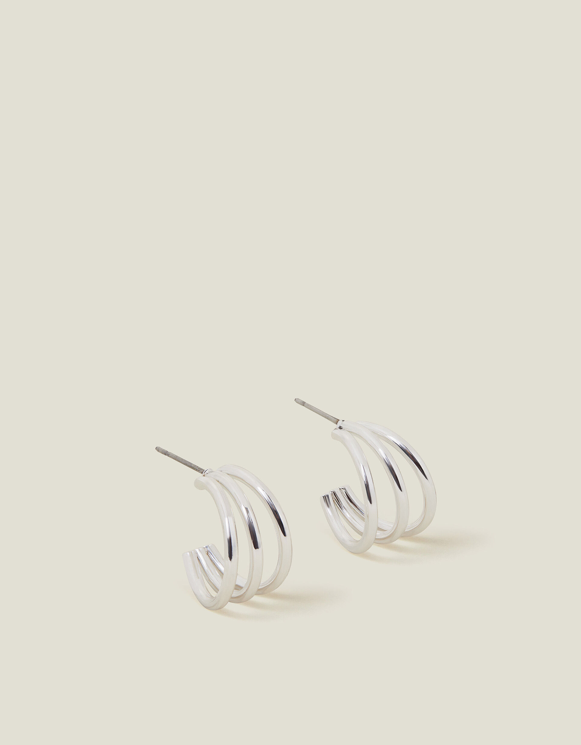 Silver triple hoop on sale earrings