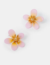 Tropical Flower Enamel Stud Earrings, , large