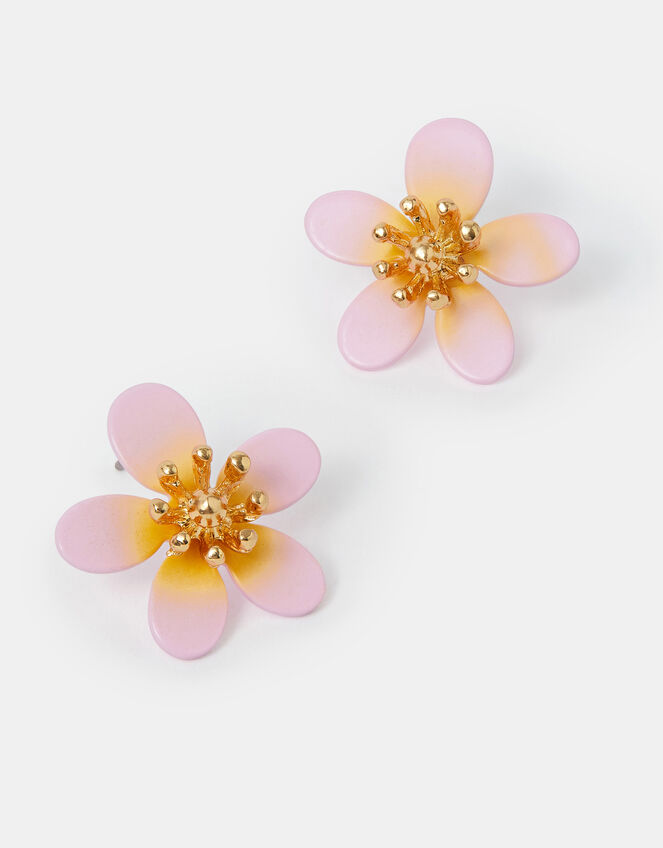 Tropical Flower Enamel Stud Earrings, , large