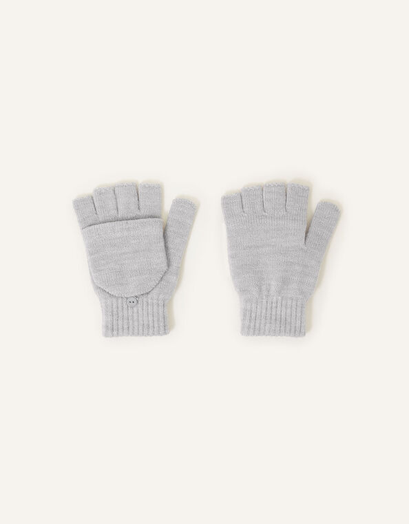 Plain Capped Gloves Grey, Grey (LIGHT GREY), large