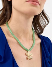 Flower Beaded Pendant Necklace, , large