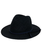 Packable Fedora Hat, Blue (NAVY), large