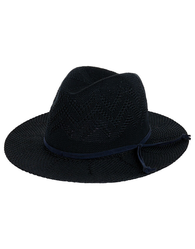 Packable Fedora Hat, Blue (NAVY), large