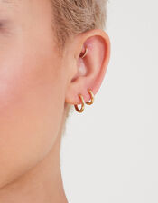 14ct Gold-Plated Hoop Earring Set of Two, , large
