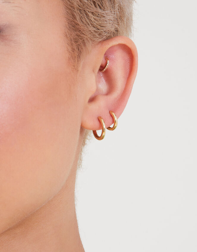 14ct Gold-Plated Hoop Earring Set of Two, , large