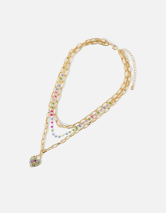 Layered Disco Heart Necklace, , large