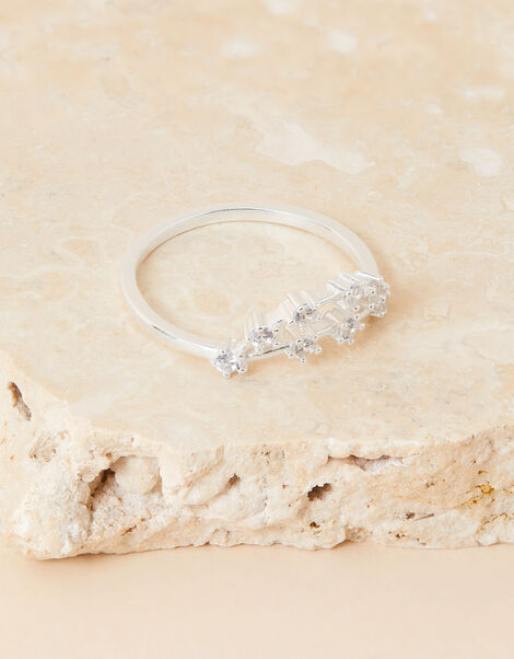Recycled Sterling Silver Sparkly Constellation Capricorn Ring, White (ST CRYSTAL), large