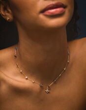 14ct Gold-Plated Semi-Precious Station Pendant Necklace, , large