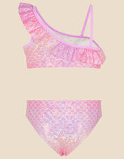 Girls Asymmetric Mermaid Bikini Set, Pink (PINK), large