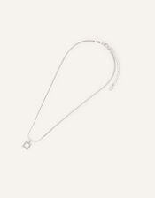 Snake Chain Crystal Square Pendant Necklace, , large