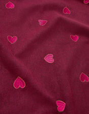 Heart Embroidered Blanket Scarf, Red (BURGUNDY), large
