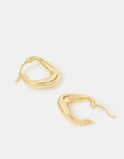 14ct Gold-Plated Chunky Oval Hoop Earrings, , large