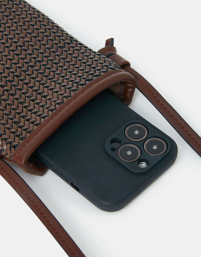 Woven Crossbody Phone Bag, , large