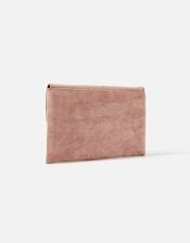 Natalie Suedette Envelope Clutch Bag, Pink (PALE PINK), large