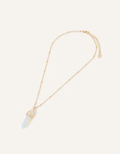 Semi-Precious Stone Pendant Necklace, White (WHITE), large