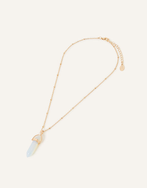 Semi-Precious Stone Pendant Necklace, White (WHITE), large