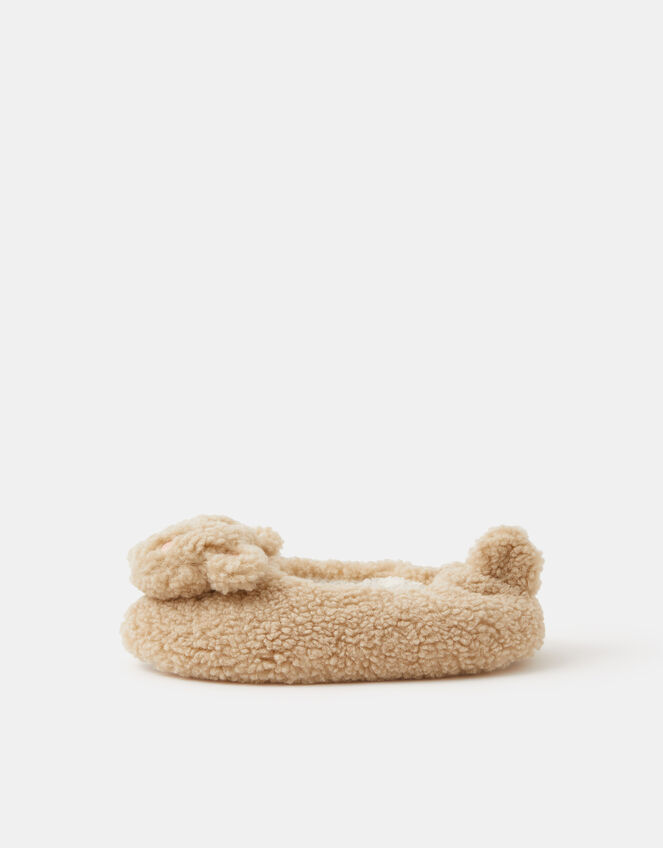 Girls Bear Slippers, Natural (NATURAL), large