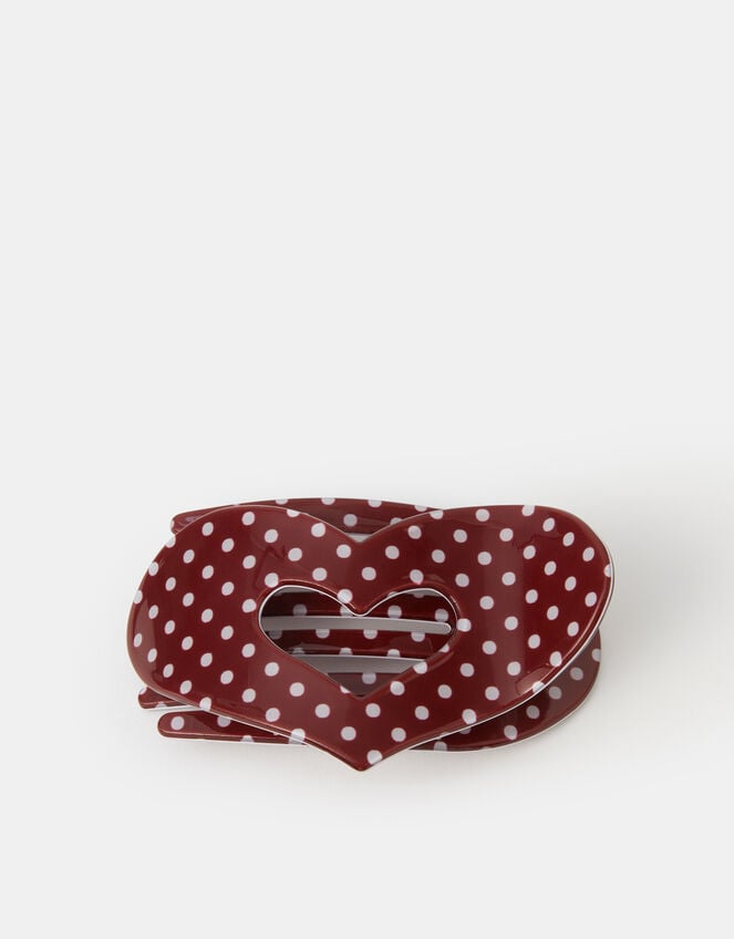 Polka Dot Heart Flat Claw Clip, , large