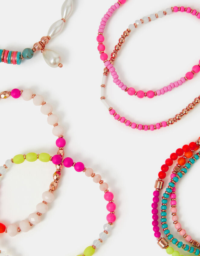 Neon Beaded Stretch Bracelet Multipack, , large