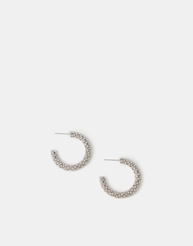Chunky Diamanté Hoop Earrings, , large