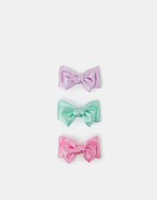 3-Pack Girls Satin Bow Hair Clips, , large