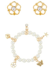 Pearl Charm Bracelet and Earring Set, , large