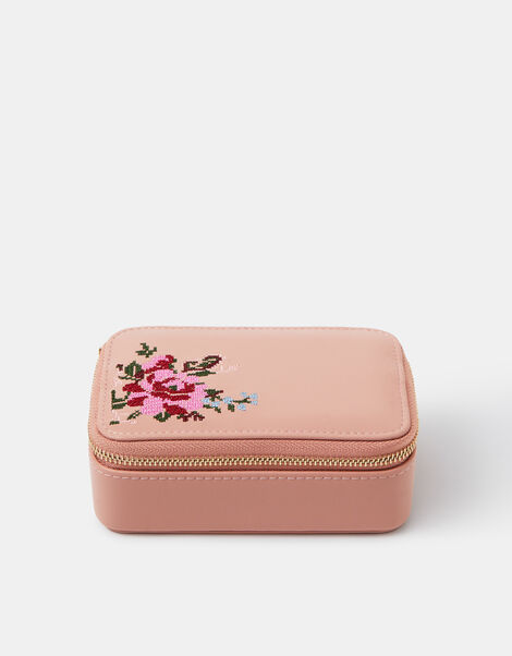 Small Floral Embroidered Jewellery Box, , large