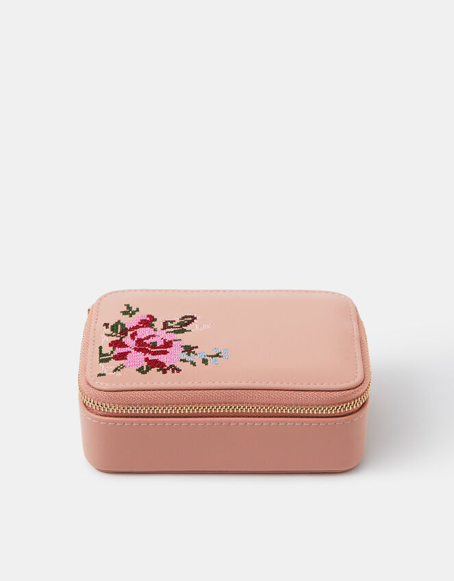 Small Floral Embroidered Jewellery Box, , large
