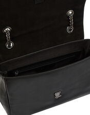 Georgia Leather Bag with Chain Trims, , large
