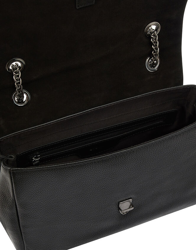 Georgia Leather Bag with Chain Trims, , large