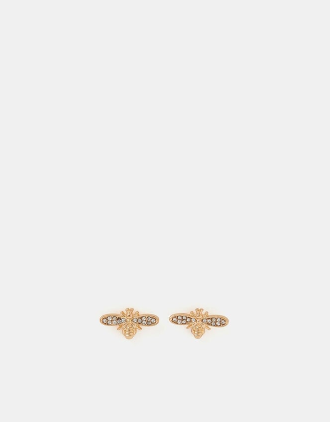 Bee Diamanté Stud Earrings, , large
