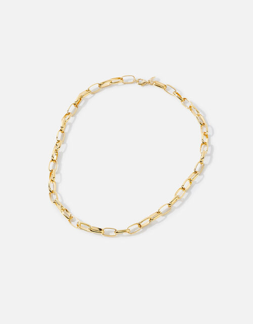 Gold-Plated Chunky Plain Chain Necklace, , large